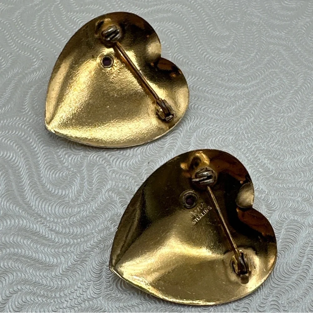 Rose Gold Plated Over Sterling Silver Coro Heart Brooches #365‎